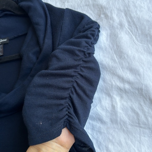 DELlIRIOUS LOS ANGELES Navy Blue Sweater Dress Cowl Neck Belted - Picture 4 of 6